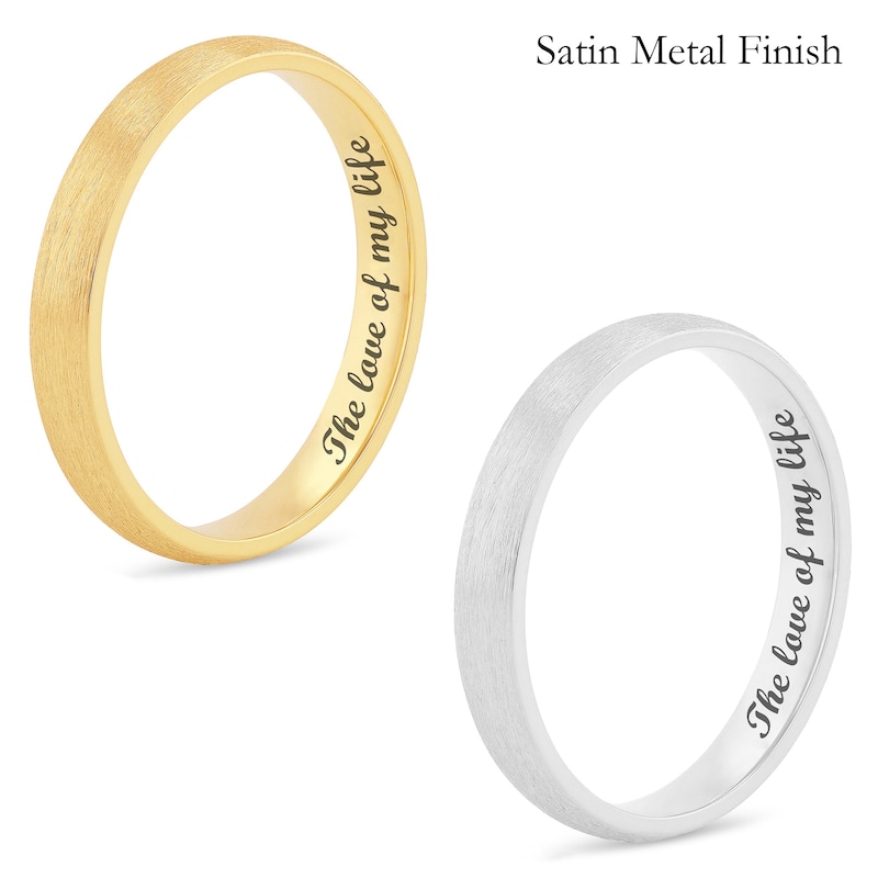 Ladies' 3.0mm Engravable Modern Comfort-Fit Wedding Band in 14K White or Yellow Gold (1 Line)