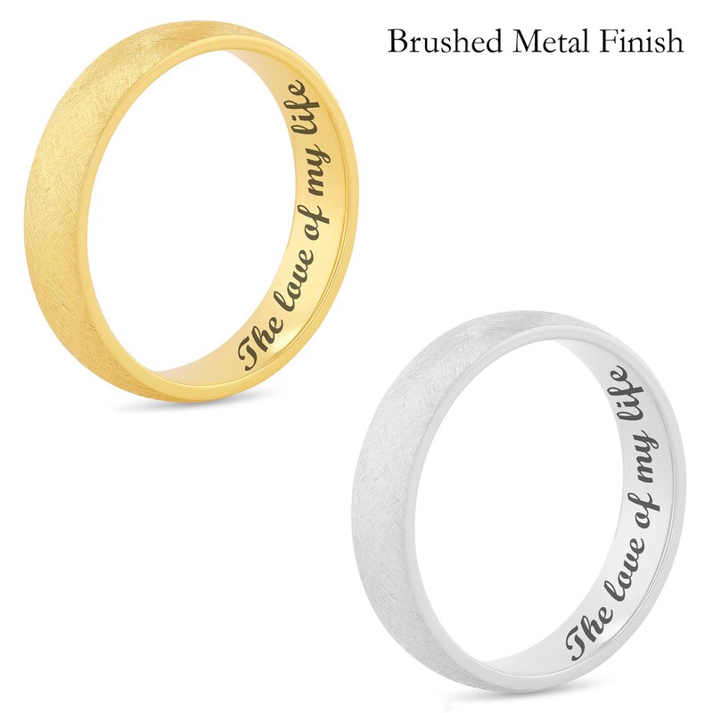 Men's 5.0mm Engravable Modern Comfort-Fit Wedding Band in 14K White or Yellow Gold (1 Line)|Peoples Jewellers