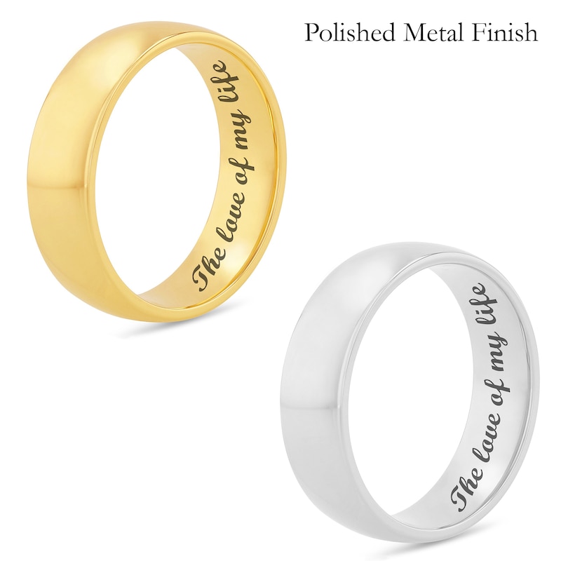Main Image 2 of 6.5mm Engravable Modern Comfort-Fit Wedding Band in 14K White or Yellow Gold (1 Line)