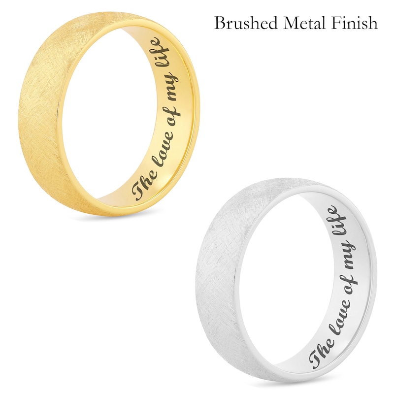 Main Image 3 of 6.5mm Engravable Modern Comfort-Fit Wedding Band in 14K White or Yellow Gold (1 Line)