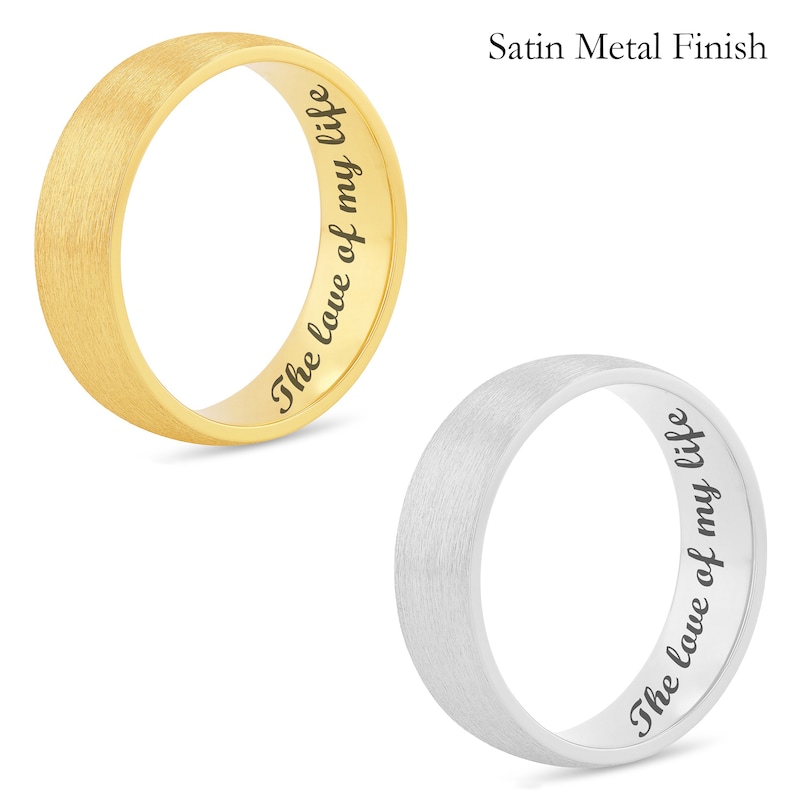 Main Image 4 of 6.5mm Engravable Modern Comfort-Fit Wedding Band in 14K White or Yellow Gold (1 Line)