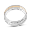 Thumbnail Image 1 of Men's 8.0mm Satin Inlay Groove Bevelled Edge Comfort-Fit Wedding Band in Tantalum and Yellow IP (1 Line)