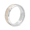Thumbnail Image 3 of Men's 8.0mm Satin Inlay Groove Bevelled Edge Comfort-Fit Wedding Band in Tantalum and Yellow IP (1 Line)
