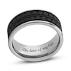 Thumbnail Image 0 of Men's 9.0mm Brushed Hexagonal Tire Tread Bevelled Edge Comfort-Fit Wedding Band in Tungsten and Carbon Fibre (1 Line)
