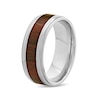 Thumbnail Image 2 of Men's 8.0mm Stepped Edge Comfort-Fit Wedding Band in Stainless Steel with Brown Wood Grain Carbon Fibre Inlay (1 Line)