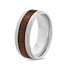 Thumbnail Image 3 of Men's 8.0mm Stepped Edge Comfort-Fit Wedding Band in Stainless Steel with Brown Wood Grain Carbon Fibre Inlay (1 Line)
