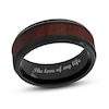 Thumbnail Image 0 of Men's 8.0mm Comfort-Fit Wedding Band in Stainless Steel with Black IP and Brown Wood Grain Carbon Fibre Inlay (1 Line)
