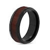 Thumbnail Image 2 of Men's 8.0mm Comfort-Fit Wedding Band in Stainless Steel with Black IP and Brown Wood Grain Carbon Fibre Inlay (1 Line)