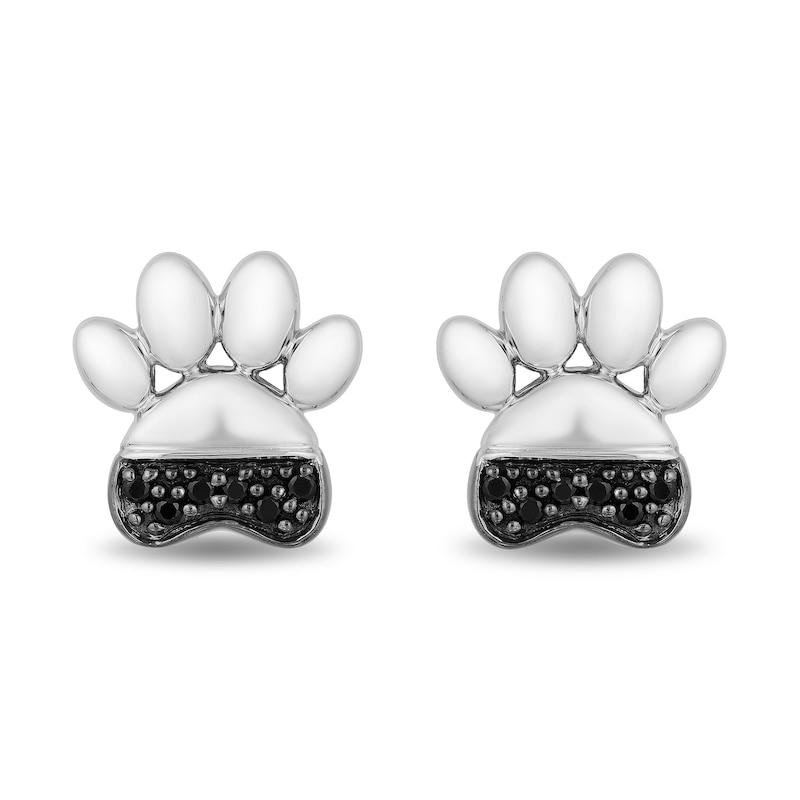 Disney Treasures 101 Dalmatians 0.085 CT. T.W. Black Diamond Paw Print Stud Earrings in Sterling Silver