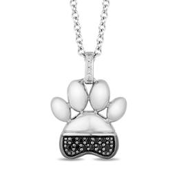 Disney Treasures 101 Dalmatians 0.085 CT. T.W. Black and White Diamond Paw Pendant in Sterling Silver - 19&quot;