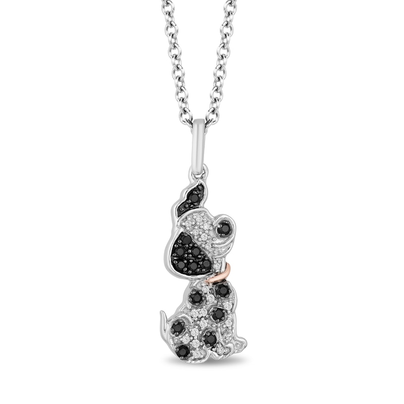 Disney Treasures 101 Dalmatians 0.145 CT. T.W. Black and White Diamond Lucky Pendant in Sterling Silver