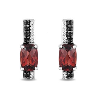 Disney Treasures 101 Dalmatians Garnet and 0.085 CT. T.W. Diamond Bar Drop Earrings in Sterling Silver