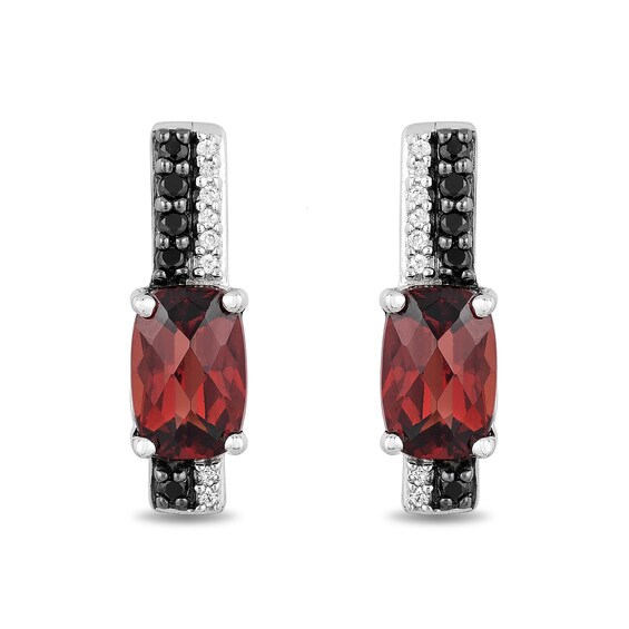 Disney Treasures 101 Dalmatians Garnet and 0.085 CT. T.W. Diamond Bar Drop Earrings in Sterling Silver