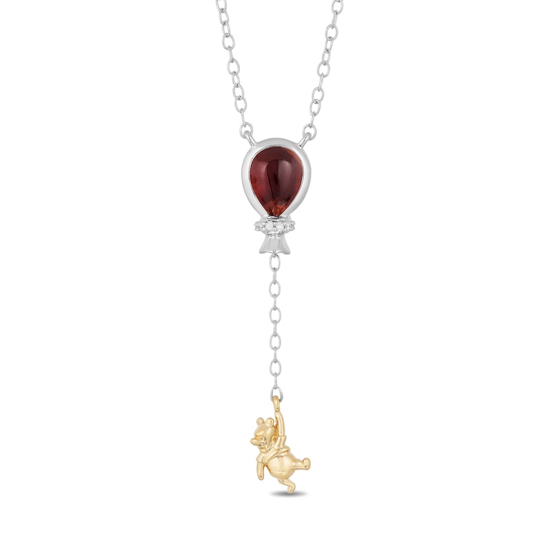 Main Image 1 of Disney Treasures Winnie the Pooh Pear-Shaped Garnet and Diamond Accent Balloon Necklace in Sterling Silver and 10K Gold