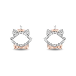 Disney Treasures Aristocats 0.085 CT. T.W. Diamond Marie Outline Stud Earrings in Sterling Silver and 10K Rose Gold