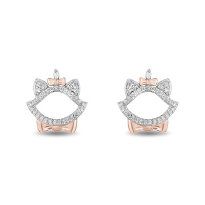 Disney Treasures Aristocats 0.085 CT. T.W. Diamond Marie Outline Stud Earrings in Sterling Silver and 10K Rose Gold