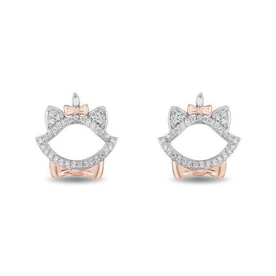 Disney Treasures Aristocats 0.085 CT. T.W. Diamond Marie Outline Stud Earrings in Sterling Silver and 10K Rose Gold