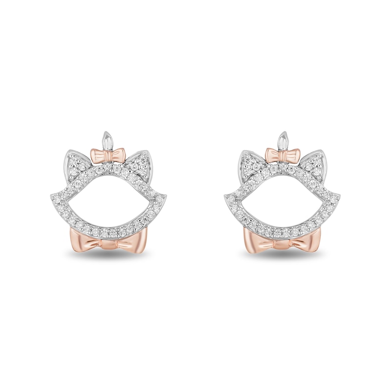 Disney Treasures Aristocats 0.085 CT. T.W. Diamond Marie Outline Stud Earrings in Sterling Silver and 10K Rose Gold