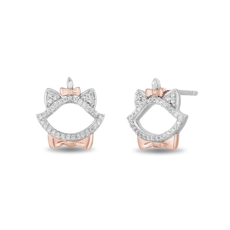 Main Image 2 of Disney Treasures Aristocats 0.085 CT. T.W. Diamond Marie Outline Stud Earrings in Sterling Silver and 10K Rose Gold