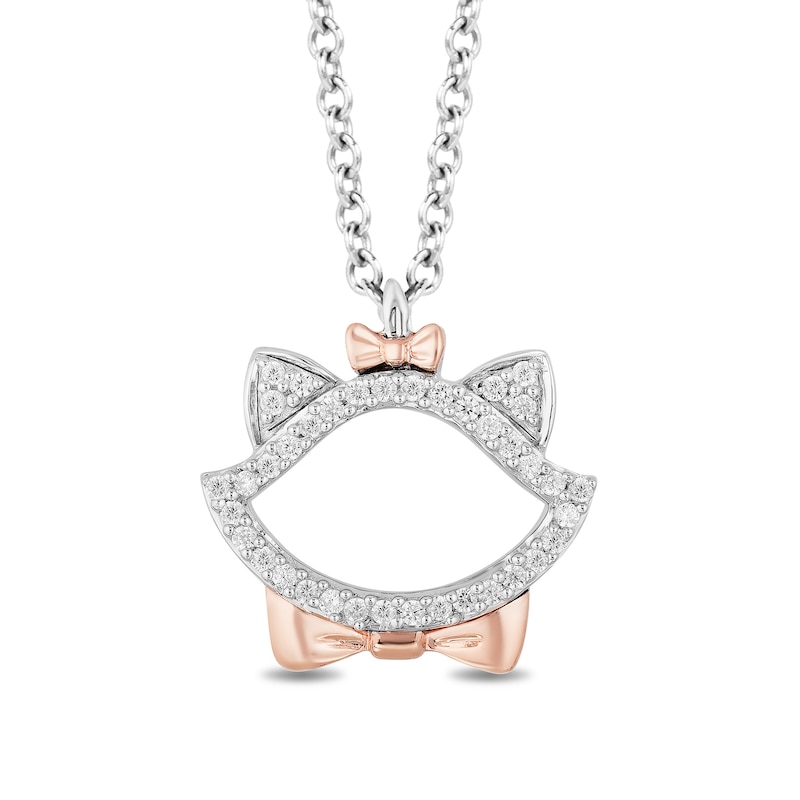 Disney Treasures Aristocats 0.085 CT. T.W. Diamond Marie Outline Pendant in Sterling Silver and 10K Rose Gold - 19"