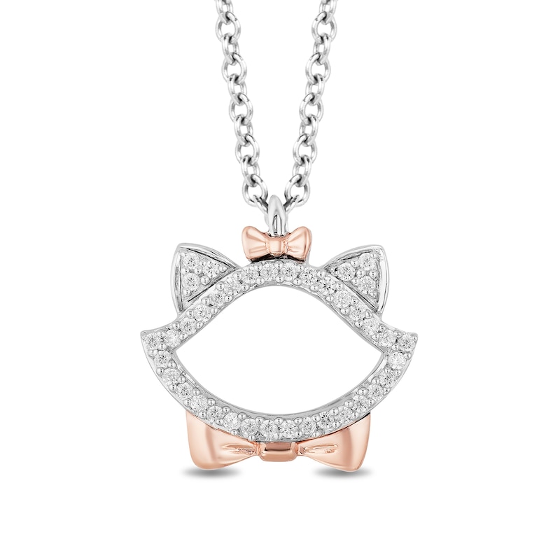 Main Image 1 of Disney Treasures Aristocats 0.085 CT. T.W. Diamond Marie Outline Pendant in Sterling Silver and 10K Rose Gold - 19"