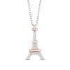 Thumbnail Image 1 of Disney Treasures Aristocats 0.04 CT. T.W. Diamond Eiffel Tower Pendant in Sterling Silver and 10K Rose Gold - 19"