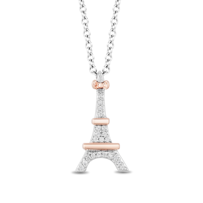 Main Image 1 of Disney Treasures Aristocats 0.04 CT. T.W. Diamond Eiffel Tower Pendant in Sterling Silver and 10K Rose Gold - 19"