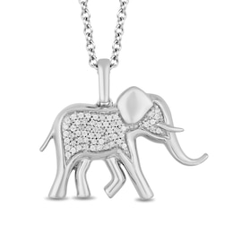 Disney Treasures The Lion King 0.085 CT. T.W. Diamond Elephant Pendant in Sterling Silver - 19&quot;