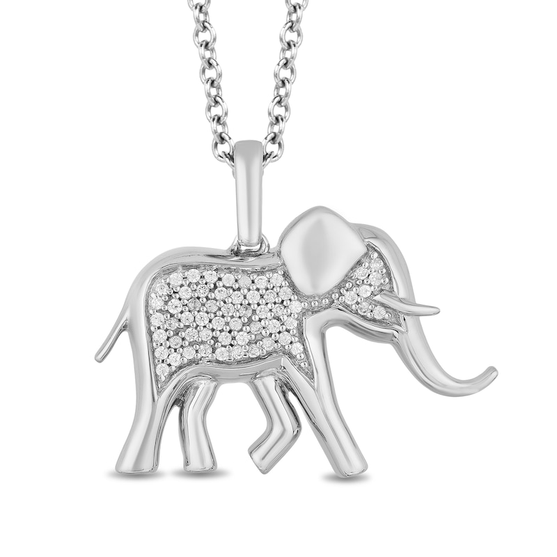 Disney Treasures The Lion King 0.085 CT. T.W. Diamond Elephant Pendant in Sterling Silver - 19"