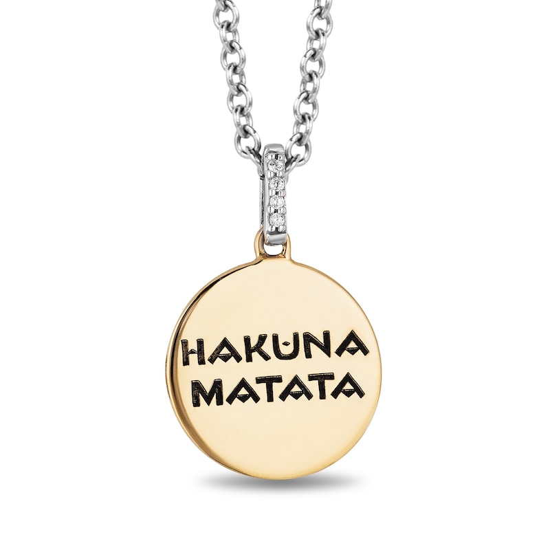 Disney Treasures The Lion King Diamond Accent "HAKUNA MATATA" and Simba Symbol Reversible Pendant in 10K Gold - 19"|Peoples Jewellers