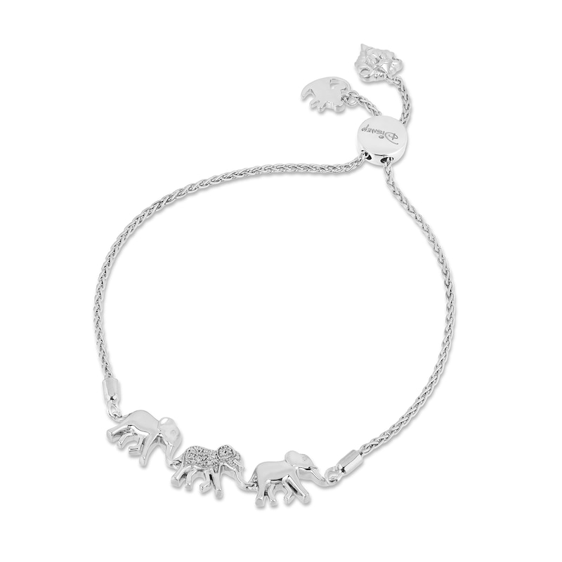 Main Image 1 of Disney Treasures The Lion King 0.04 CT. T.W. Diamond Elephant Family Bolo Bracelet in Sterling Silver - 9.0"