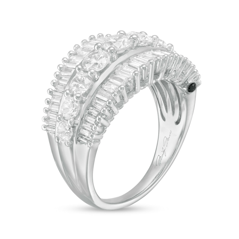 Main Image 2 of Marilyn Monroe™ Collection 1.95 CT. T.W. Baguette and Round Diamond Multi-Row Ring in 14K White Gold