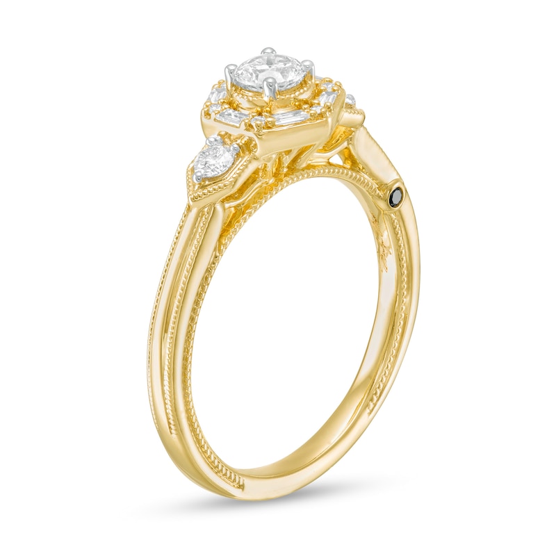 Main Image 2 of Marilyn Monroe™ Collection 0.45 CT. T.W. Diamond Hexagon Frame Art Deco Engagement Ring in 14K Gold