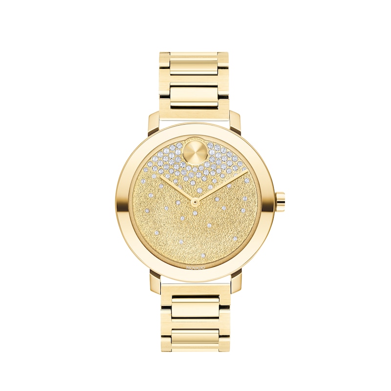 Main Image 1 of Ladies' Movado Bold® Evolution Crystal Accent Gold-Tone IP Watch with Gold-Tone Dial (Model: 3600705)