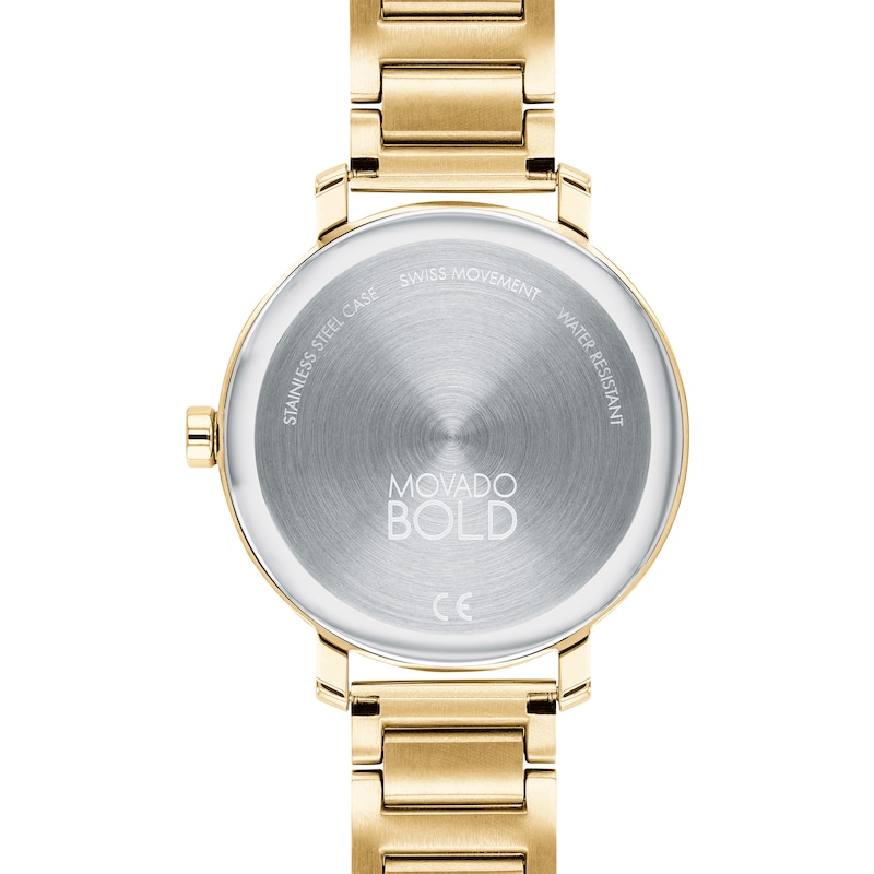 Main Image 4 of Ladies' Movado Bold® Evolution Crystal Accent Gold-Tone IP Watch with Gold-Tone Dial (Model: 3600705)