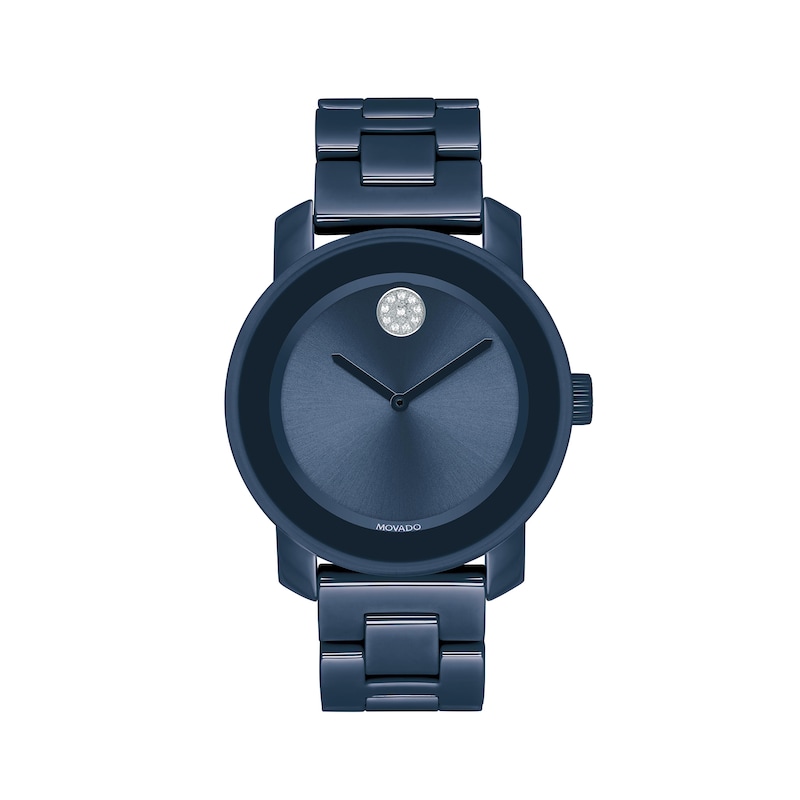 Main Image 1 of Ladies' Movado Bold® Evolution Crystal Accent Blue Ceramic Watch with Blue Dial (Model: 3600756)