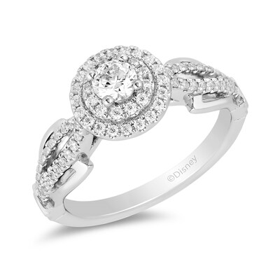 Enchanted Disney Tiana 0.58 CT. T.W. Diamond Double Frame Split Shank Engagement Ring in 14K White Gold