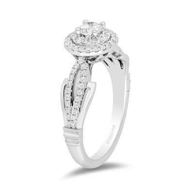 Enchanted Disney Tiana 0.58 CT. T.W. Diamond Double Frame Split Shank Engagement Ring in 14K White Gold