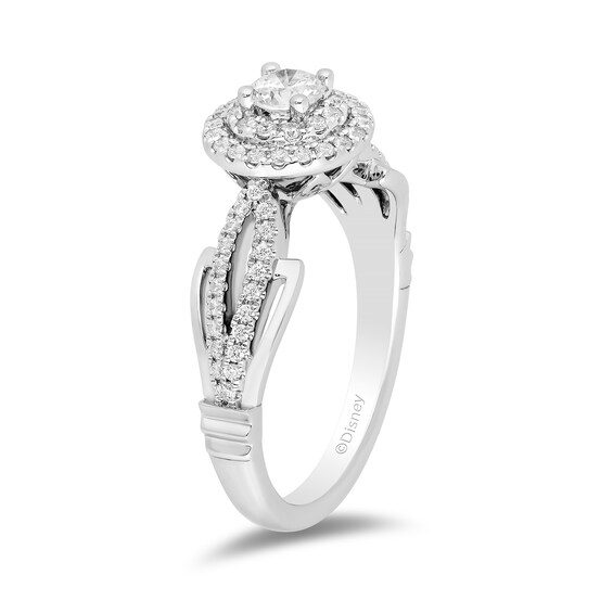 Enchanted Disney Tiana 0.58 CT. T.W. Diamond Double Frame Split Shank Engagement Ring in 14K White Gold