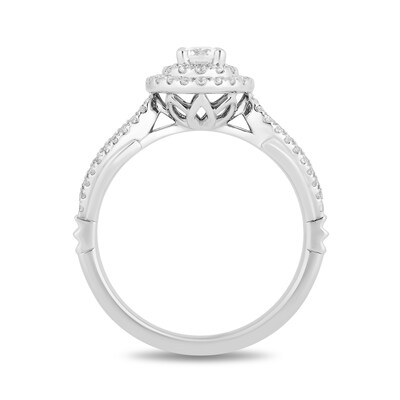Enchanted Disney Tiana 0.58 CT. T.W. Diamond Double Frame Split Shank Engagement Ring in 14K White Gold