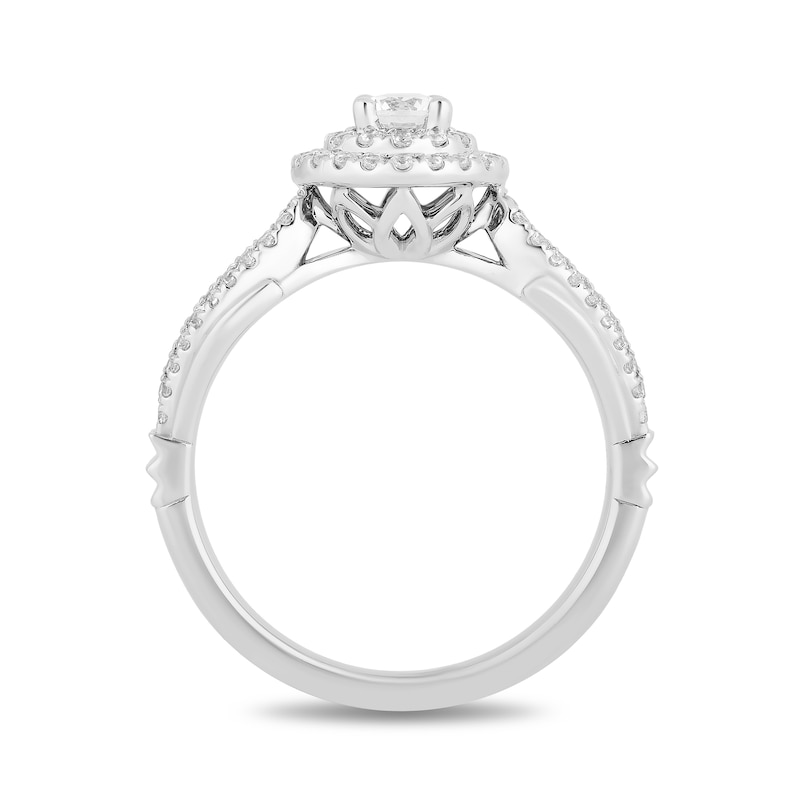 Enchanted Disney Tiana 0.58 CT. T.W. Diamond Double Frame Split Shank Engagement Ring in 14K White Gold