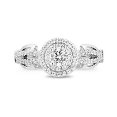 Enchanted Disney Tiana 0.58 CT. T.W. Diamond Double Frame Split Shank Engagement Ring in 14K White Gold