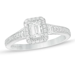 Vera Wang Love Collection 0.69 CT. T.W. Emerald-Cut Diamond Frame Engagement Ring in 14K White Gold