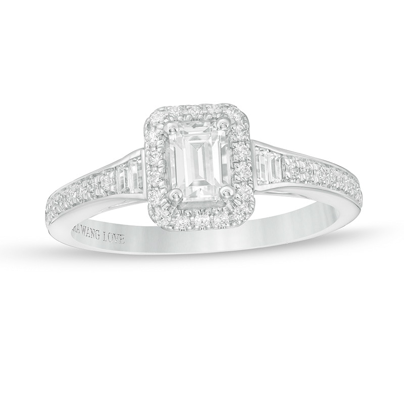 Vera Wang Love Collection 0.69 CT. T.W. Emerald-Cut Diamond Frame Engagement Ring in 14K White Gold|Peoples Jewellers