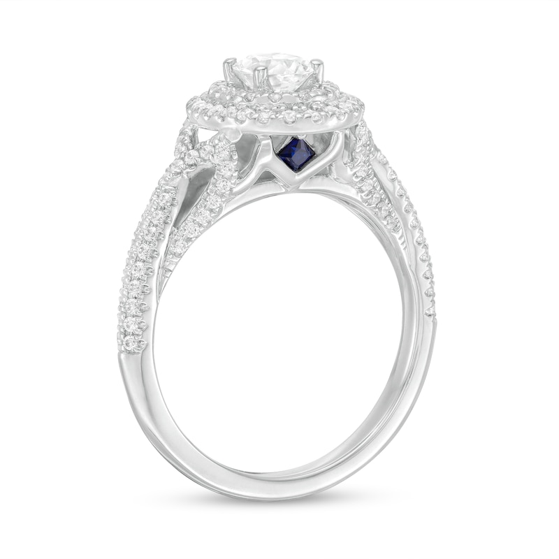 Vera Wang Love Collection 0.95 CT. T.W. Oval Diamond Double Frame Engagement Ring in 14K White Gold|Peoples Jewellers