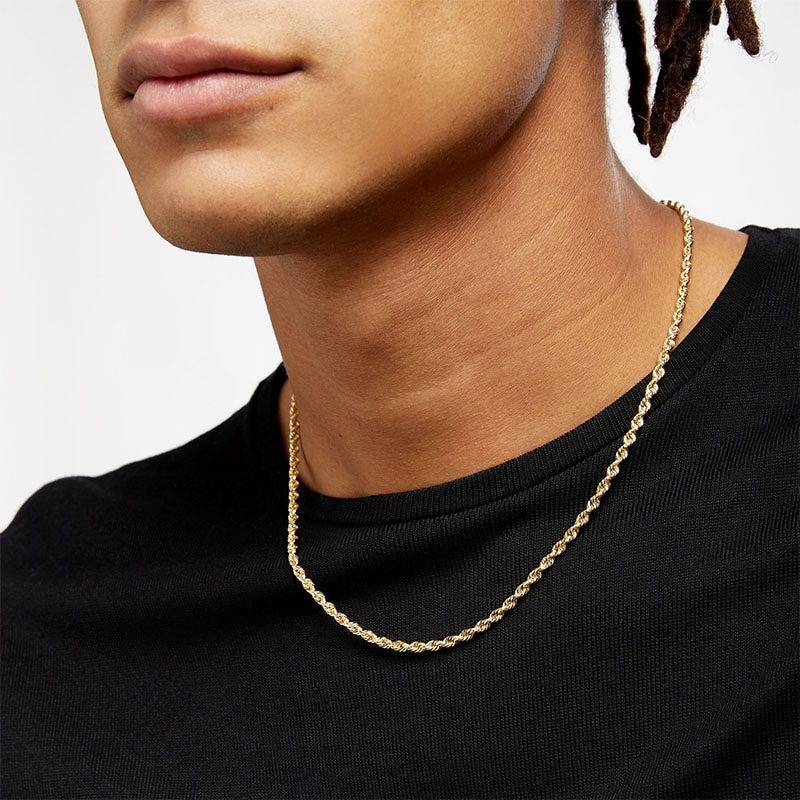 3.15mm Evergreen Rope Chain Necklace in Hollow 10K Gold