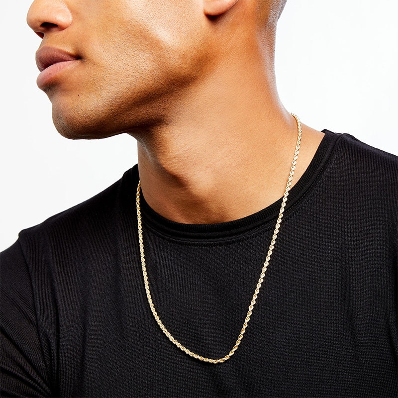 3.15mm Evergreen Rope Chain Necklace in Hollow 10K Gold