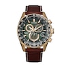 Men's Citizen Eco-Drive® Perpetual Chrono A-T Rose-Tone Chronograph Strap Watch with Green Dial (Model: CB5919-00X)