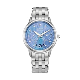Ladies' Citizen Eco-Drive® Calendrier Diamond Accent Chronograph Watch with Mother-of-Pearl Dial (Model: FD0000-52N)