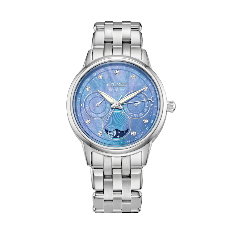 Ladies' Citizen Eco-Drive® Calendrier Diamond Accent Chronograph Watch with Mother-of-Pearl Dial (Model: FD0000-52N)